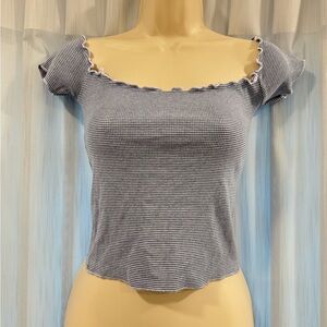 Brandy Melville Navy Gingham Crop Top